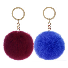 Keychain Factory Sell Fashion Design Rabbit Fur Charm Pompom Keychain